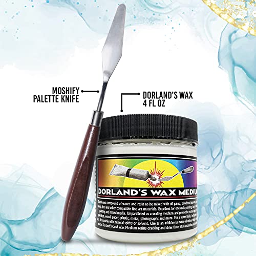 Jacquard Dorlands Wax 4Fl Oz - Cold Wax Medium Made In Usa - Oil Painting - Watercolor Sealer - Bundled With Moshify Palette Knife #TOP1