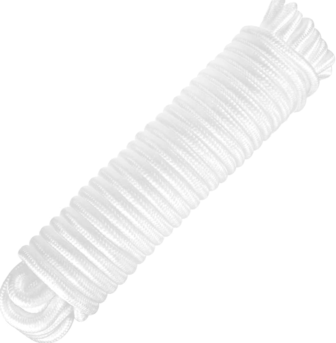 PerkHomy 40 ft 3/8 inch (10mm) Nylon Poly Rope Flag Pole Polypropylene Clothes Line Camping Utility Good for Tie Pull Swing Climb Knot (White)