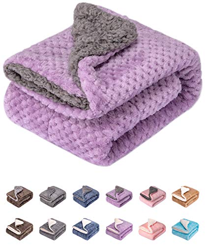Image of Fuzzy Pet Blanket, Warm and Soft Plush Fleece for Dog, Cat Bed, Couch, Sofa, Travel, Outdoor, Camping (32" x 40", DG-Lavender)