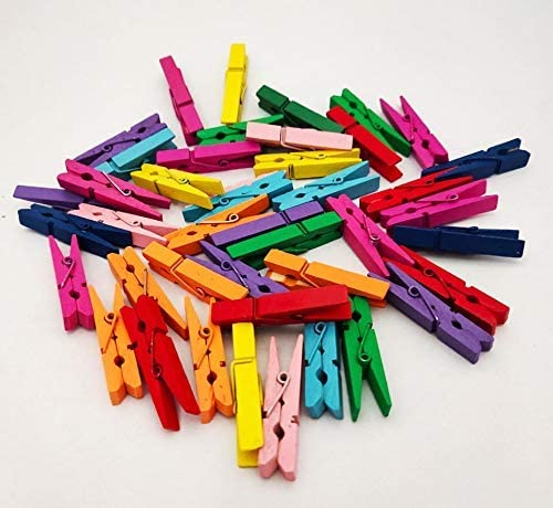 SHREE HANS CREATION50 pcs Wooden Pegs Clothes Pins Clips Multicolored , Decoration and Multi-Function Cloth pins, Photo Paper Peg, Clips for Home School Arts Crafts Decor