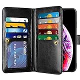 Vofolen Case for iPhone Xs Max Case Wallet Card Holder Slot Folio PU Leather Flip Cover Heavy Duty Protective Bumper Armor + Detachable Strap Magnetic Slim Shell for iPhone Xs Max 10S Max (Black)