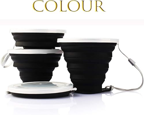 Miniatura 2 de ME.FAN Taza de viaje plegable de silicona  Taza plegable de silicona para acampar con tapas  Juego de vasos expandibles  Portátil, Graduado 9.22 oz