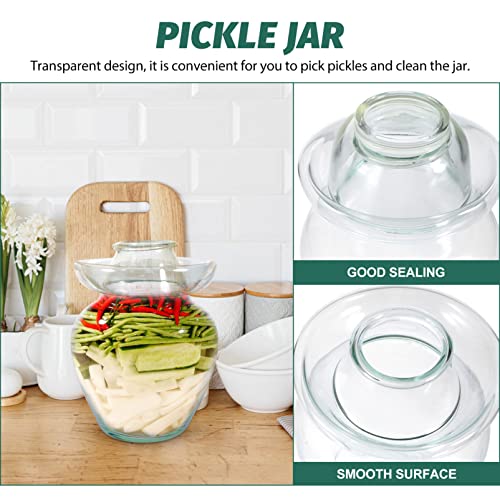 Yardwe 2500Ml Glass Fermenting Jar Sealing Can With Lid Chinese Traditional Fermentation Crock Pickling Pot With Water Seal Airlock Lid For Kimchi Healthy Sauerkraut Pickles Fermented Vegetables #TOP3