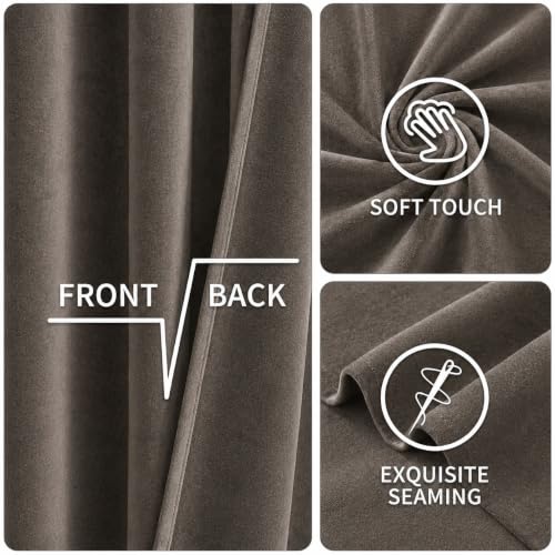 Image of Amazon Brand - Solimo Velvet Curtain Set of 1 (52x48 Inch) Plain Door & Window Curtains for Living Room & Bedroom |75% Light Blocking, Eyelet Curtains for Home Decor in Coffee Color (4 feet x 4 feet)