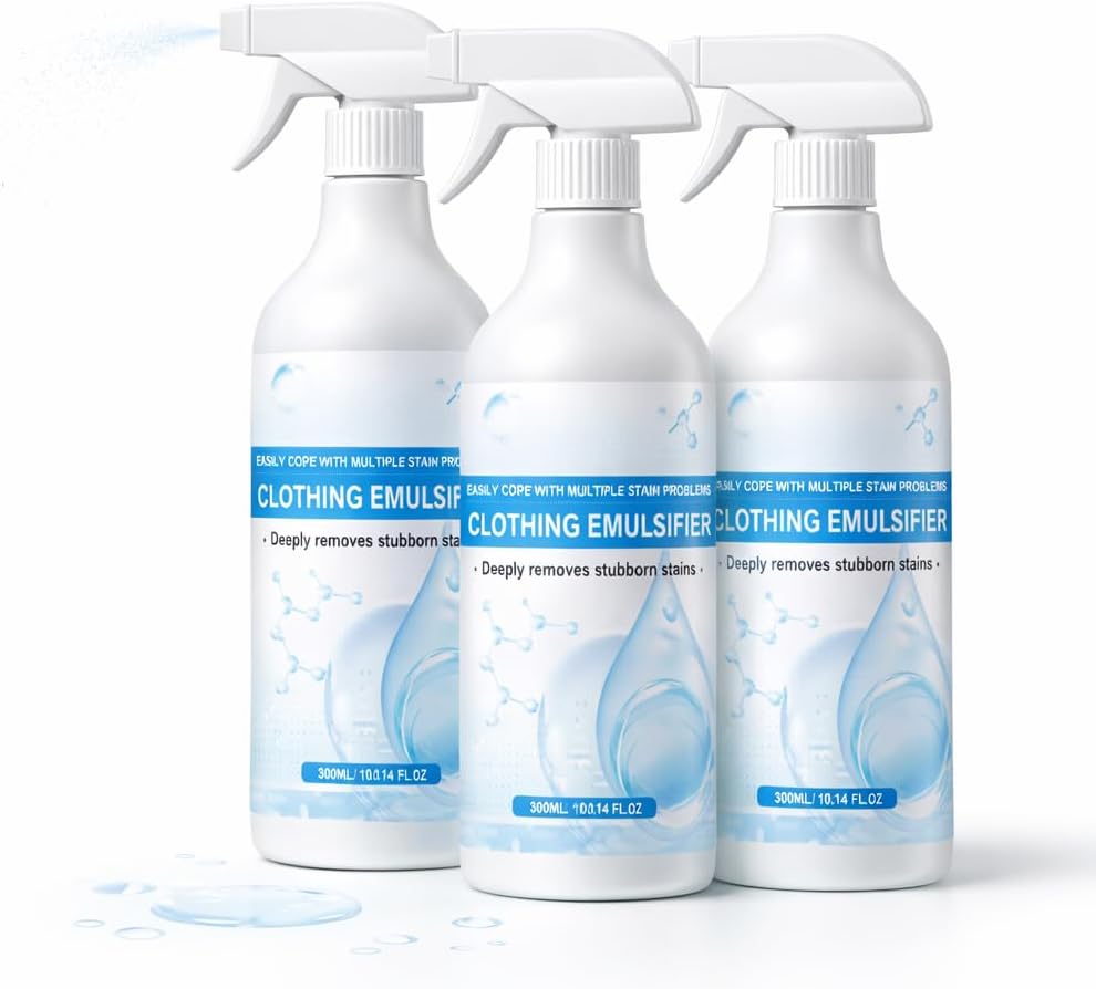 Cleanse Clothing Emulsifier,Non Ionic Emulsifier Clothing Cleaner,Deep Stain Remover For Clothes,Stain Remover For Clothes Laundry,No Damage Fabric Spot, Fabric Restore Color (3 bottle)