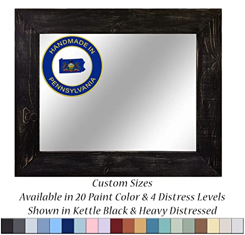 Shiplap Rustic Wood Framed Mirror, 20 Paint Colors, Kettle Black - Black Framed Mirror, Large Wall Mirror, Rustic Barn Wood Style, Shabby Chic Decor, Vanity Mirror, Bathroom Mirror, Cabin Decor #TOP1