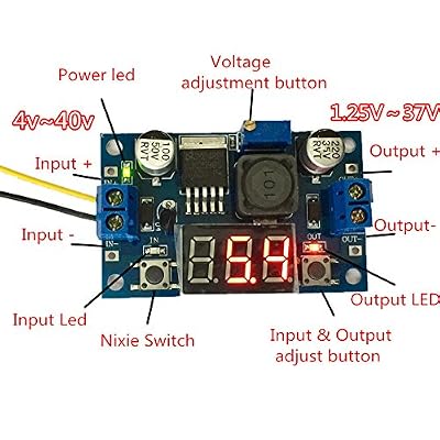 LM2596S DC-DC Buck Converter DIY 4-40V to 1.25-37V Step-Down Regulator Power Module Volt Stabilizer with LED Voltmeter Display