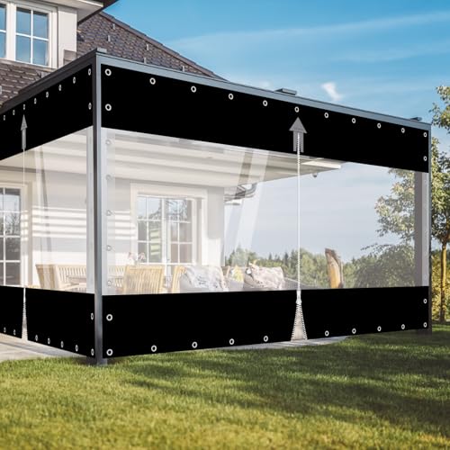 Rideau d'extérieur avec fermeture éclair, toile de 650G/M² avec œillets de 30 mm, rideau transparent imperméable pour séparation extérieure, garage pour...