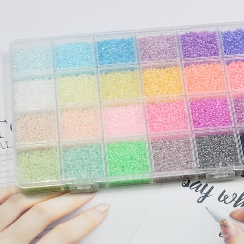Tibaoffy Size 12/0 Crafts Glass Seed Beads 2mm Tiny Pony Beads Assorted Kit with Organizer Box for Jewelry Making (24 Assorted Multicolor Set, Total About 16800pcs) - Image 3