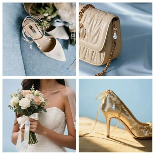 Image of MIXJOY Something Blue Gift for Bride, Wedding Day Bridal Blue Pearl Angel Wings Bouquet Garter Charm for Bride to Be