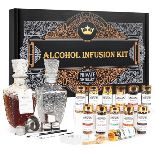 Alcohol Infusion Kit for Infusing Whiskey, Gin, Vodka, Tequila, Rum - DIY Your Own Flavored Spirits with Natural Ingredients - Anniversary, Birthday Gift for Men, Husband