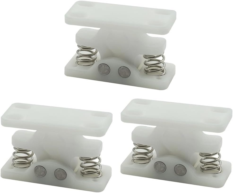 Loaded Door Latch with Roller Catch, Heavy Duty Door Lock Stop Clamp RV Boat Camper Doors, White Finish Release Hasp(3pcs)