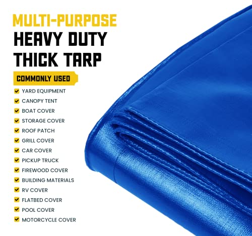 Core Tarps Heavy Duty 10 Mil Tarp Cover, Waterproof, UV Resistant, Rip and Tear Proof, Poly Tarpaulin with Reinforced Edges for Roof, Patio, Pool, Boat (Blue 20′ X 20′) by Core Tarps - Image 5