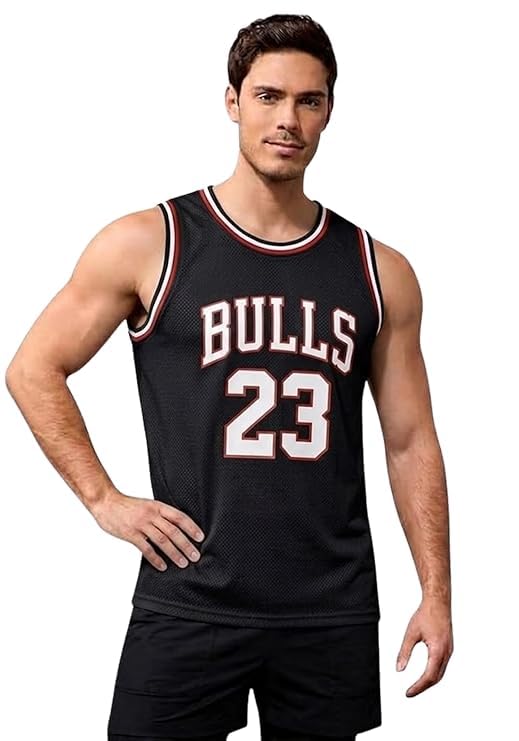 Bulls 23 Men's Basketball Jersey, Black Mesh Tank Top | Sleeveless Design, Sports Vest, Number Print, Crew Neck, Casual Wear-image-8