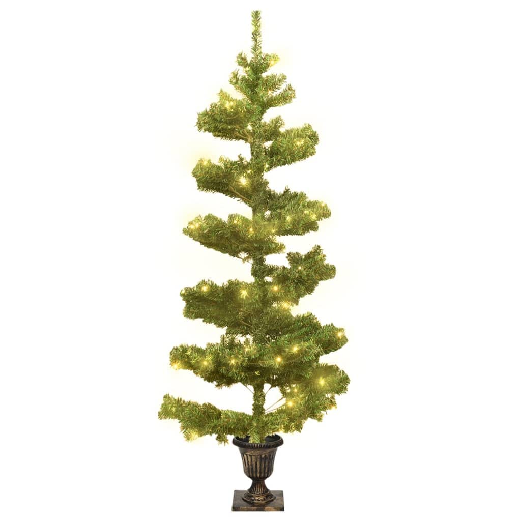 vidaXL Spiral-Weihnachtsbaum mit Beleuchtung und Topf Grün 120 cm