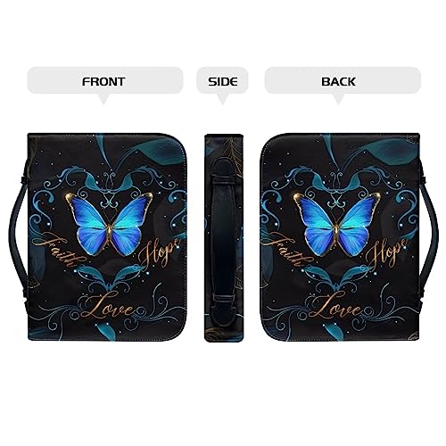 Image of Talayituse Bible Covers for Women Men PU Leather Bible Case Bible Bag Tote Book Carrying Case Christian Bible Accessories, Butterfly Floral, Medium