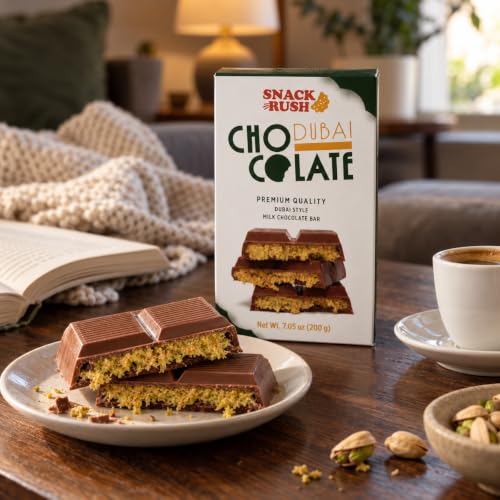 SnackRush Dubai Chocolate Bar, Milk Chocolate Pistachio Kataifi, 7.05 oz | Milk Chocolate with Pistachio Cream and Kataifi, Dubai-Style Viral Bar with Kunafa, 7.05 oz (200g), Gift Ready - image 4