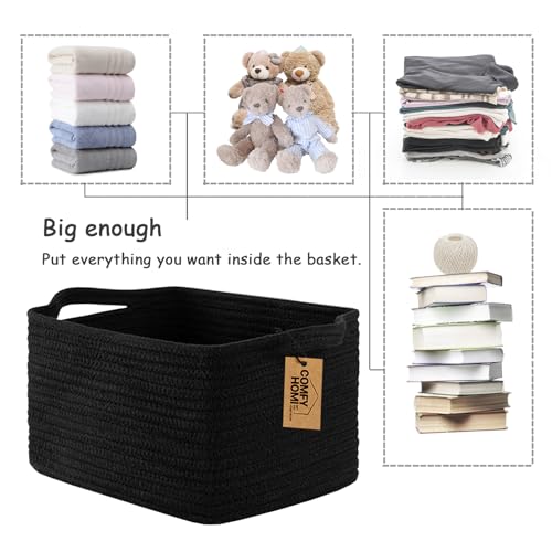 Image of COMFY-HOMI 3PACK Cotton Rope Square Basket with Handles for Shelves| Storage|Baby Basket for GIF|Shoe Basket for Organizing|New13.5 inch x 11 inch x 9.5 inch for Living Room