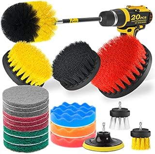 Holikme 20Piece Drill Brush Attachments Set, Scrub Pads & Sponge,Buffing Pads, Power Scrubber