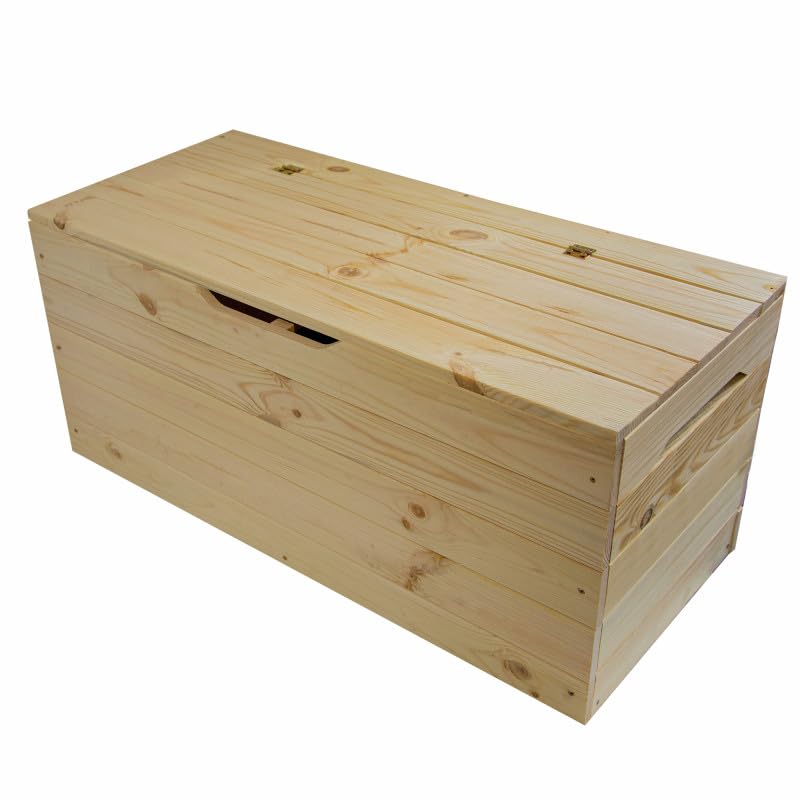 4iQ PINEBOX Kleine Holzkiste 75x33x35 cm – 88L, Aufbewahrungsbox aus Holz