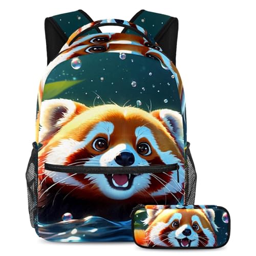 Lot de 2 cartables raton laveur avec trousse pour la rentrée scolaire des ados