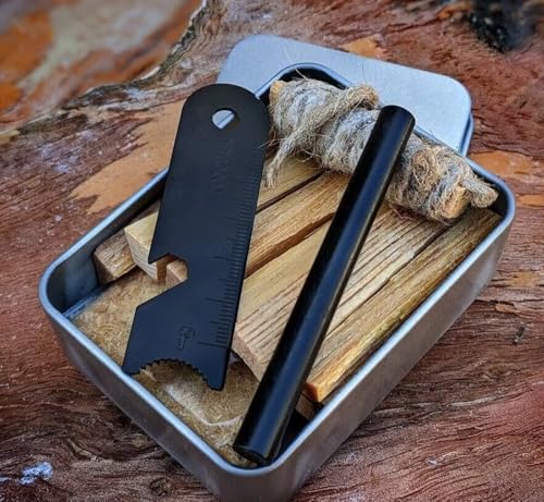 Survival Fire Starting Kit Ferro Rod Fatwood Hand Cut in USA Hiking Backpacking