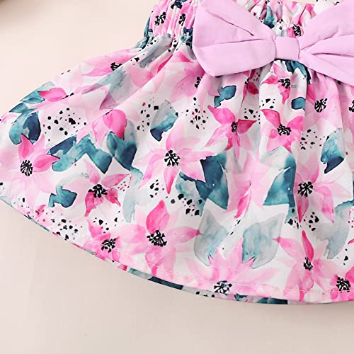 Magic Park Infant Baby Girls Skirt Set Outfits Toddler Girl Ruffle Sleeveless Tops Romper Floral Short Skirt Kids Summer Clothes (Light Purple-0001B, 9-12 Months) #TOP5