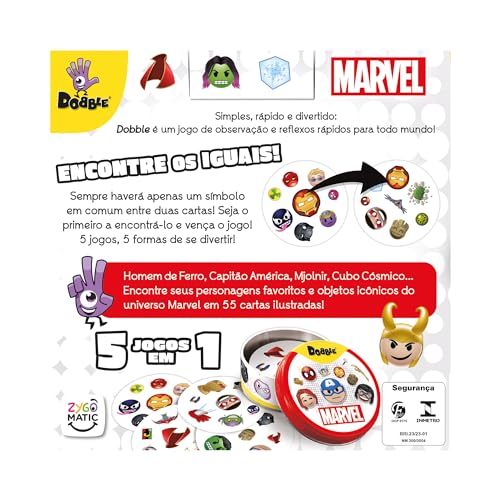 Galápagos, Dobble: Marvel Emoji, Jogo de Cartas para Família, 2 a 8 jogadores, 15minutos por partida