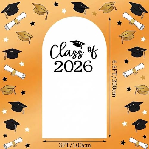 Moukeren Cubierta Fondo Arco Graduación 6.6ft Blanco miniatura 3