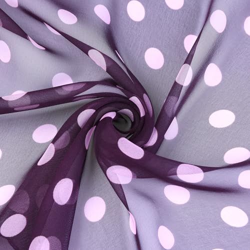 Women 1950s Retro Polka Dots Chiffon Scarf, Lightweight Soft Sheer Long Head Wrap Shawl Scarves for All Season4