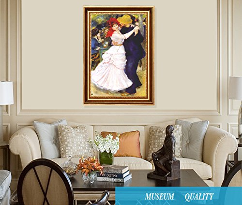 Eliteart- Dance At Bougival By Pierre-Auguste Renoir Oil Painting Reproduction Giclee Wall Art Canvas Prints-Framed Size:20 1/2" X29 1/2" #TOP1