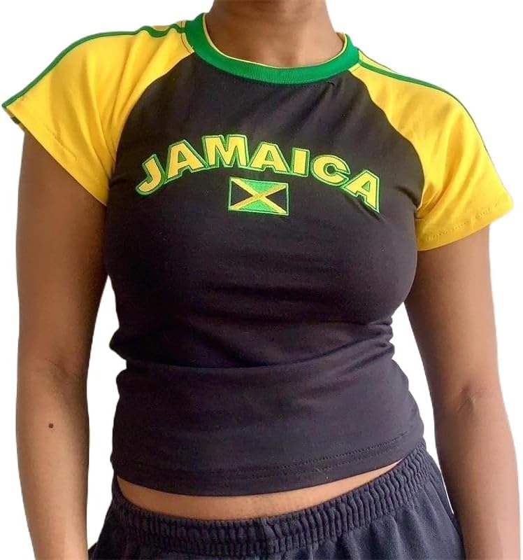 Vintage Graphic Baby Tees for Women Brazil Shirt Y2k Tops Mexico Crop Top Jersey 2000s Summer Going Out Tops