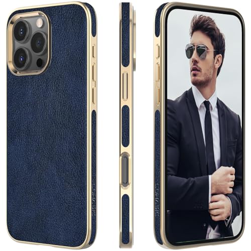 Protection iPhone 16 Pro fine en cuir PU bleu, étui ajusté antidérapant