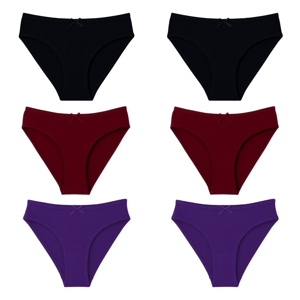 | Teen Bikini Panties | BrZee Bikini for Girls | Lightweight Cotton-Elastane Fabric | Super Stretchy for Comfort | No Visible Panty Lines | Pack of 6-image-26