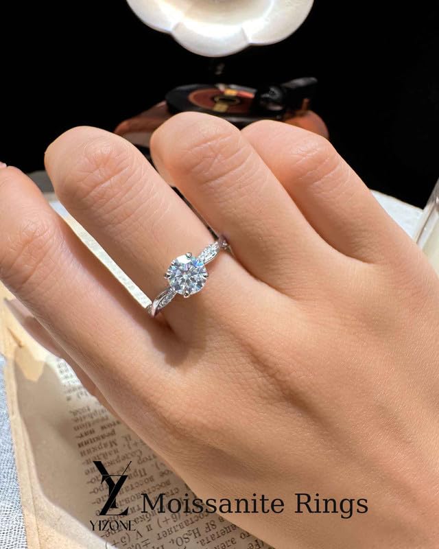 Moissanite Rings For Women Twisted Vine Rope Moissanite Wedding Engagement Rings 1CT 18K Gold Plated 925 Sterling Silver D Color VVS1 Promise Ring for Her Size 4.5-112