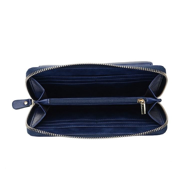 Women Genuine Leather Wallet Blocking Credit Card Holder Famale, D, 19.8cm4