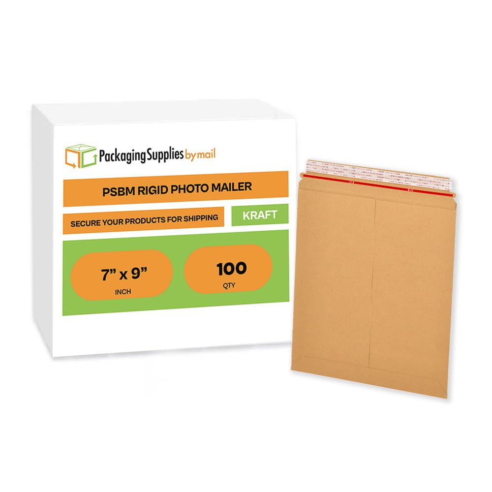 PackagingSuppliesByMail Stay Flat Kraft kartonowa samouszczelniająca się z zakładką łezki, grubość 28 szt., brązowa, 18 cm x 22,9 cm (100 sztuk)