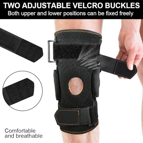 AOOWU Hinged Knee Support Brace, Adjustable Open Patella, Hinged Knee Support with Parallel Straps & Dual Side Stabilizers - Image 4