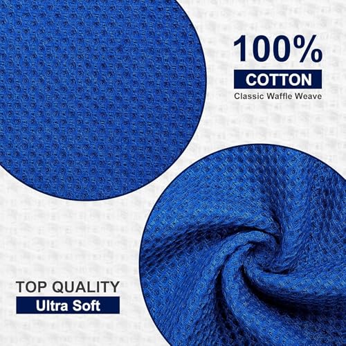 Image of 100% Cotton Kitchen Dish Cloths, 6 Pack Waffle Weave Ultra Soft Absorbent Dish Towels for Drying Dishes Quick Drying Kitchen Towels Dish Rags, 13.4 X 13.4 Inches (Light Blue, Pack of 6)