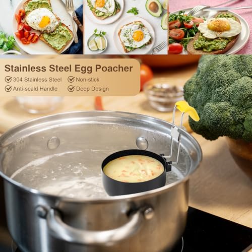 xyzmilz Eierkocher aus Edelstahl, Egg Cooker Zusammenklappbarer Egg Boiler mit Hängeohr, Eier Pochierer Eierkocher für das Frühstückskochen (2PCS) – Bild 3