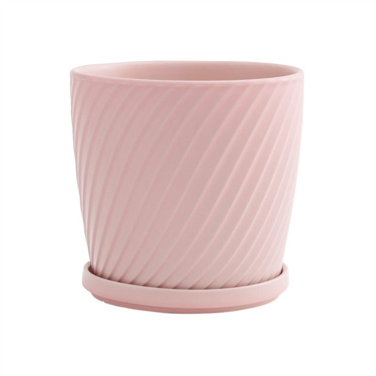 Vasi Per Piante Da Interno Vaso da fiori traspirante in ceramica di alto valore con vassoio Fioriera for cactus succulente for piante verdi di moda semplice Fioriere Per Piante Da Esterno(Pink,M)