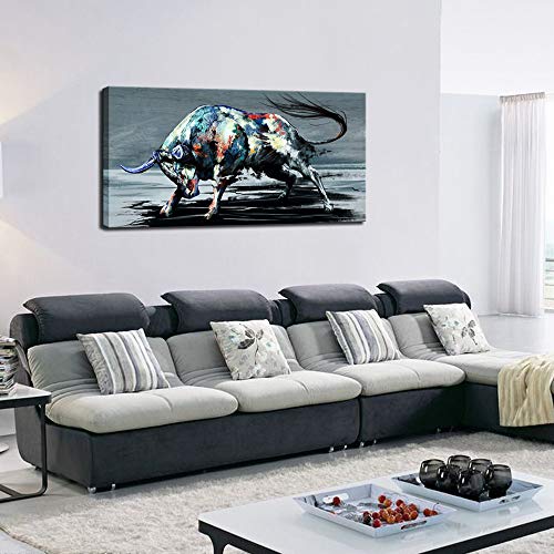 Sechars Cool Animal Canvas Wall Art Fighting Bull Painting For Living Room Home Office Farmhouse Decor Wildlife Canvas Artwork For West Cowboy Gallery Wrap Ready To Hang thumb #2