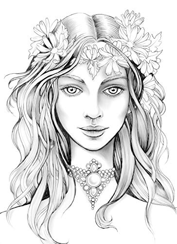 Flowers & Gems: Greyscale Adult Coloring Book, spiral bound coloring book,single sided coloring book, women coloring book for adults