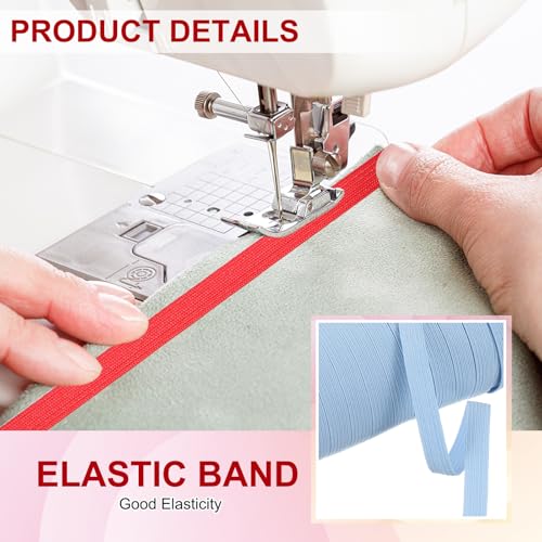 Bandes élastiques en polyester résistant ruban plat 10mm bleu ciel - 5