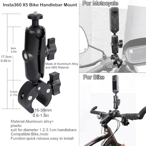 Image of PellKing Accessories Kit for insta360 X5,Included Carrying Case with Belt,2 Pcs Metal 1 /4 inch Adapter,Handlebar Clamp,Magnetic Mount,43in Selfie Stick,Chest Strap,Head Strap,Backpack Mount,and Others