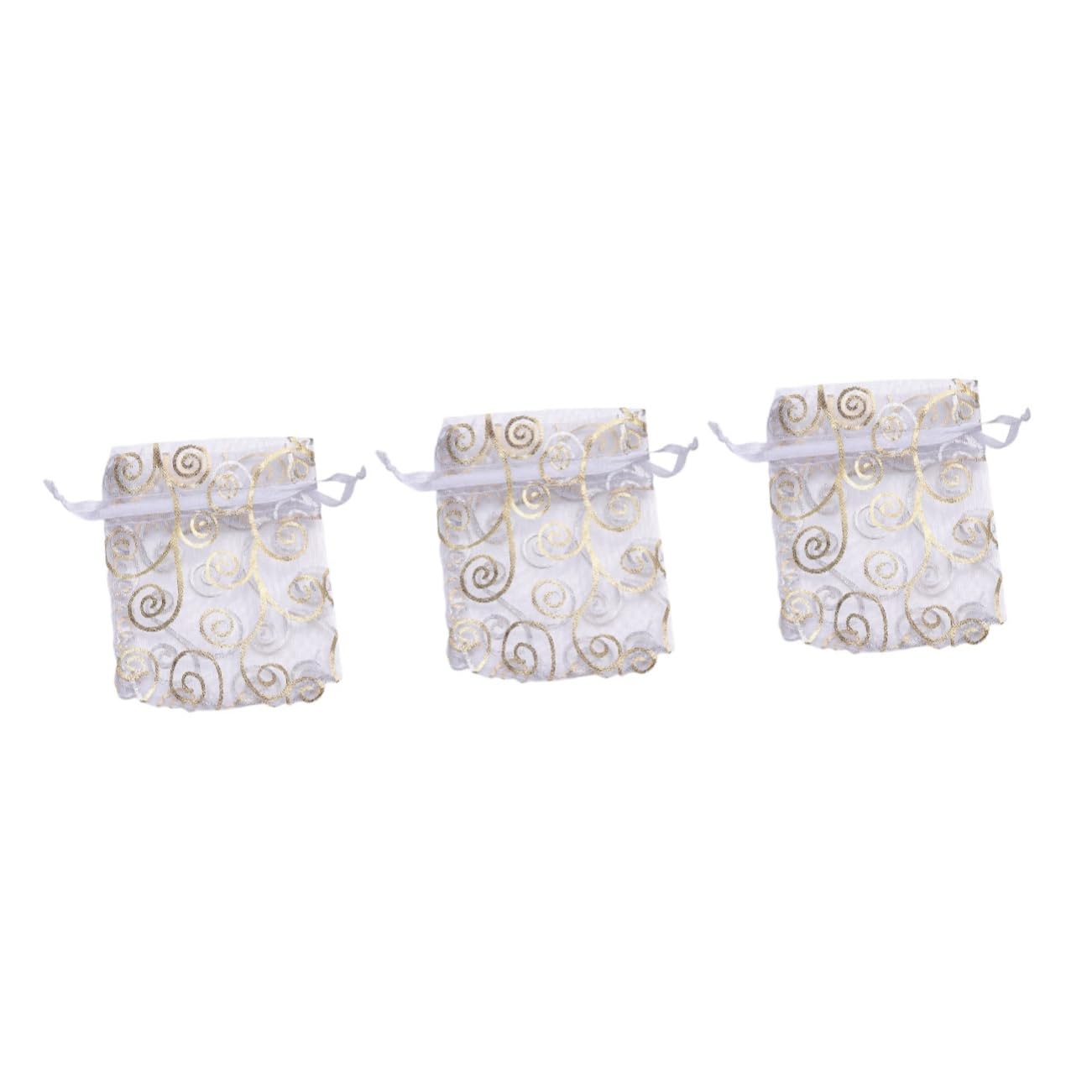 Gatuida 3 Set Di Sacchetti Con Coulisse in Organza Bianca Per Gioielli Da Sposa Piccoli Sacchetti Da Viaggio 100 Pezzi*3