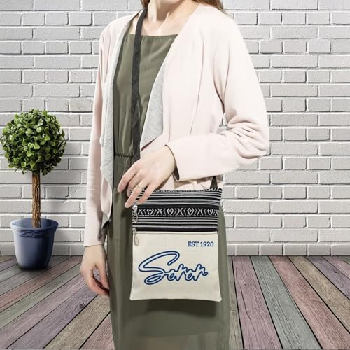Soror 1920 Messenger Bag Small Ethnic Pattern Printed Adjustable Strap Crossbody Zipper Bag Sorority ZPB Phone Bag Wallet Cute Shoulder Handbag for Women3