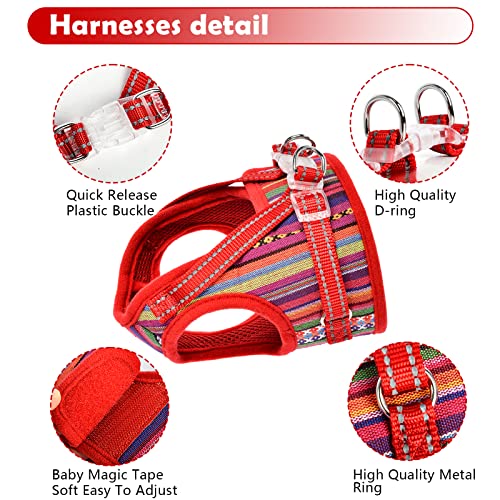 Soft Mesh Dog Harness And Leash Set Stripe Pet Puppy Cat Comfort Padded Vest No Pull Harnesses Chihuahua Harness (Red(Leash), Xx-Small) #TOP3