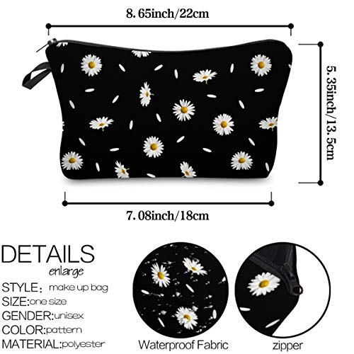 Deanfun Cosmetic Bag For Women, Durable Polyester Makeup Bag Organizer Travel Waterproof Roomy Accessories Daisy Purse Bag Gifts(52366) #TOP6