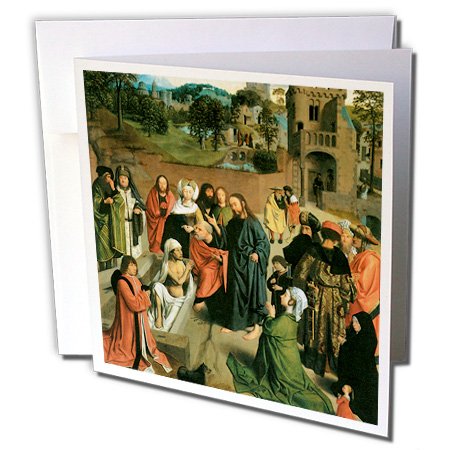 3dRose gc_130065_2 6 x 6-Inch"The Raising of Lazarus with a Couple Praying x Geertgen TOT Sint Jans" Greeting Card (Set of 12)